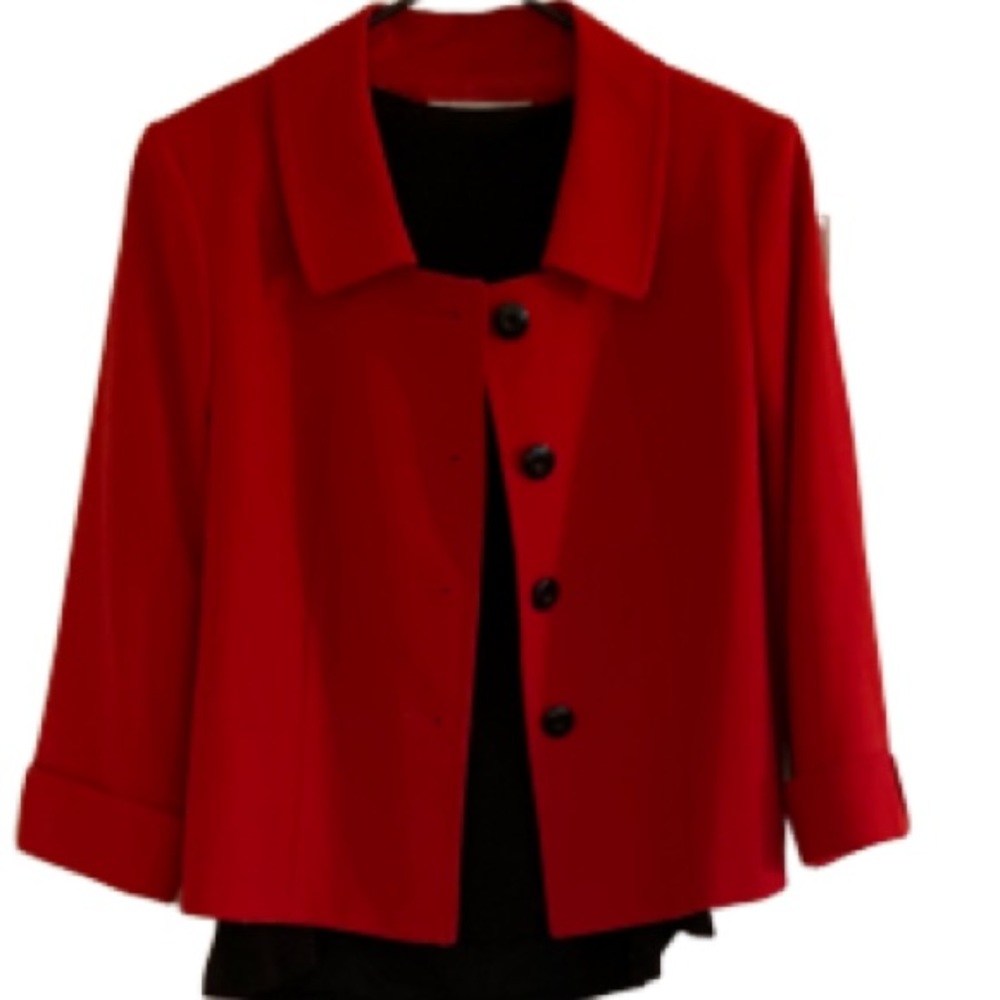 Classy red Tahari blazer jacket career staple